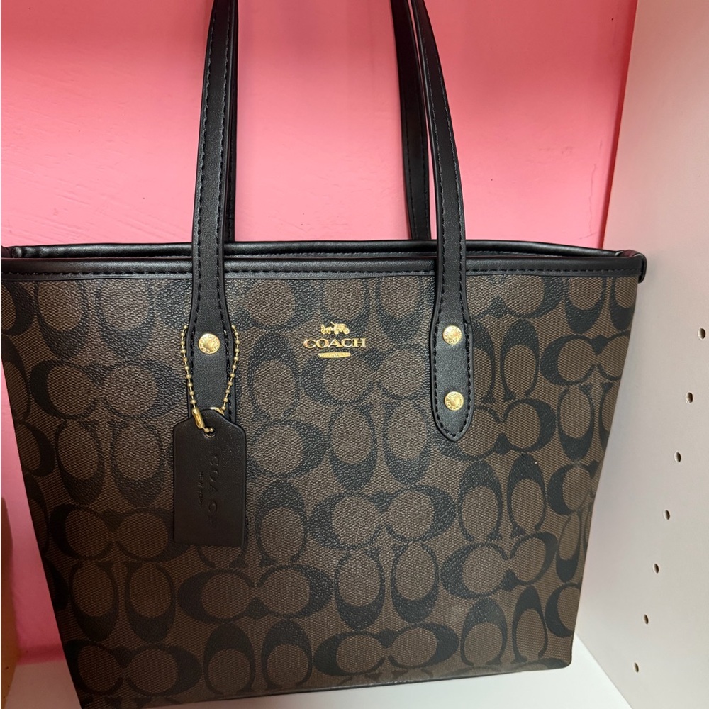 Coach Signature Brown and Black Tote